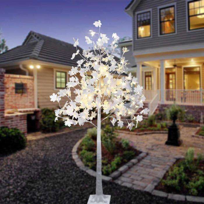 White LED Christmas Tree With Flowers - 1.8m / Cool White