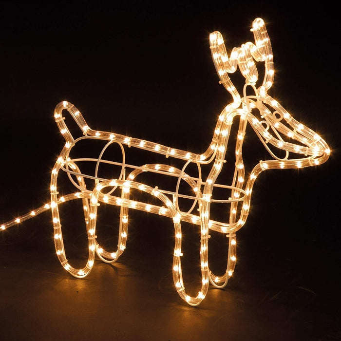 White LED Ropelight Reindeer And Sleigh