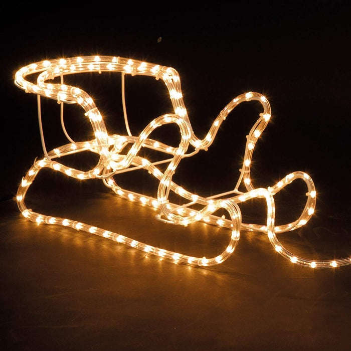 White LED Ropelight Reindeer And Sleigh