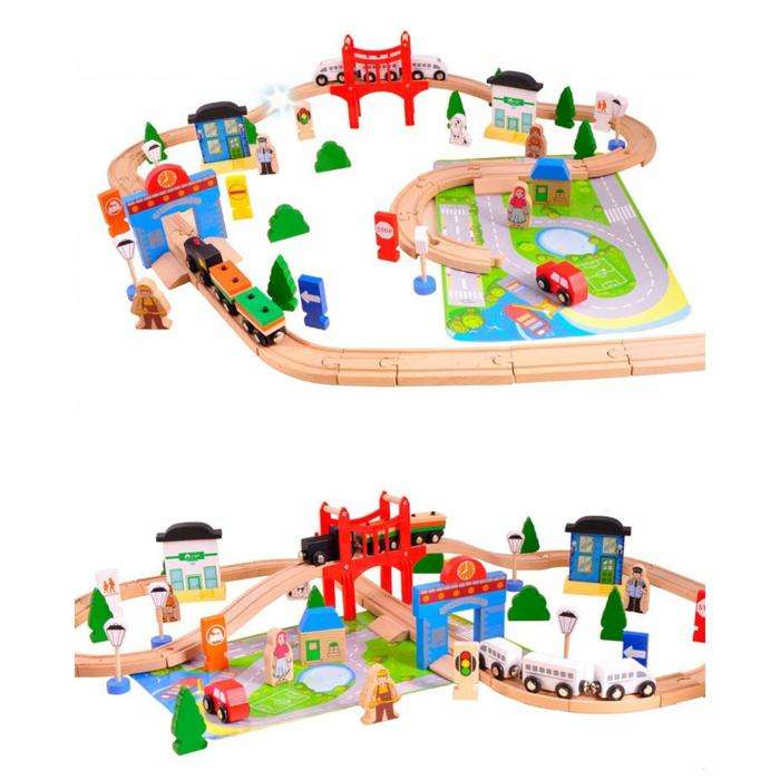 Wooden Train Set - Busy Town - 80 Piece