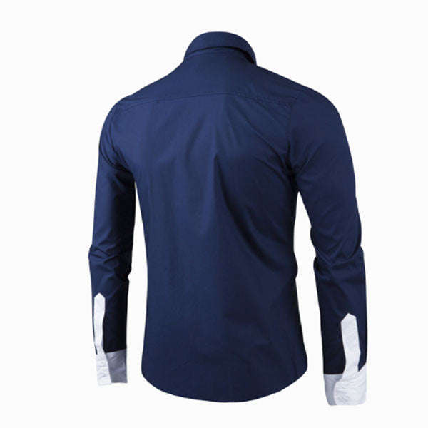 Men Casual Shirts-Navy - Asian M / Blue
