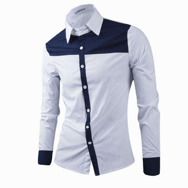 Men Casual Shirts-Navy - Asian M / Blue