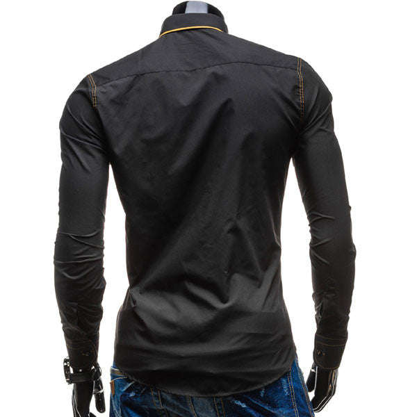 Men Casual Shirts-Black - Asian M / Black