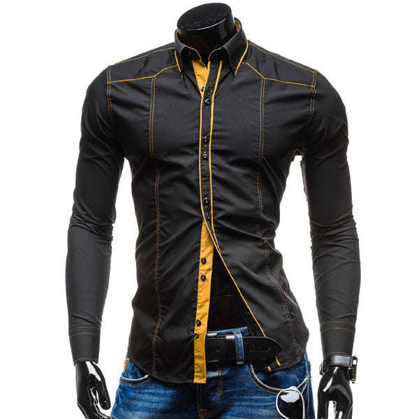 Men Casual Shirts-Black - Asian M / Black