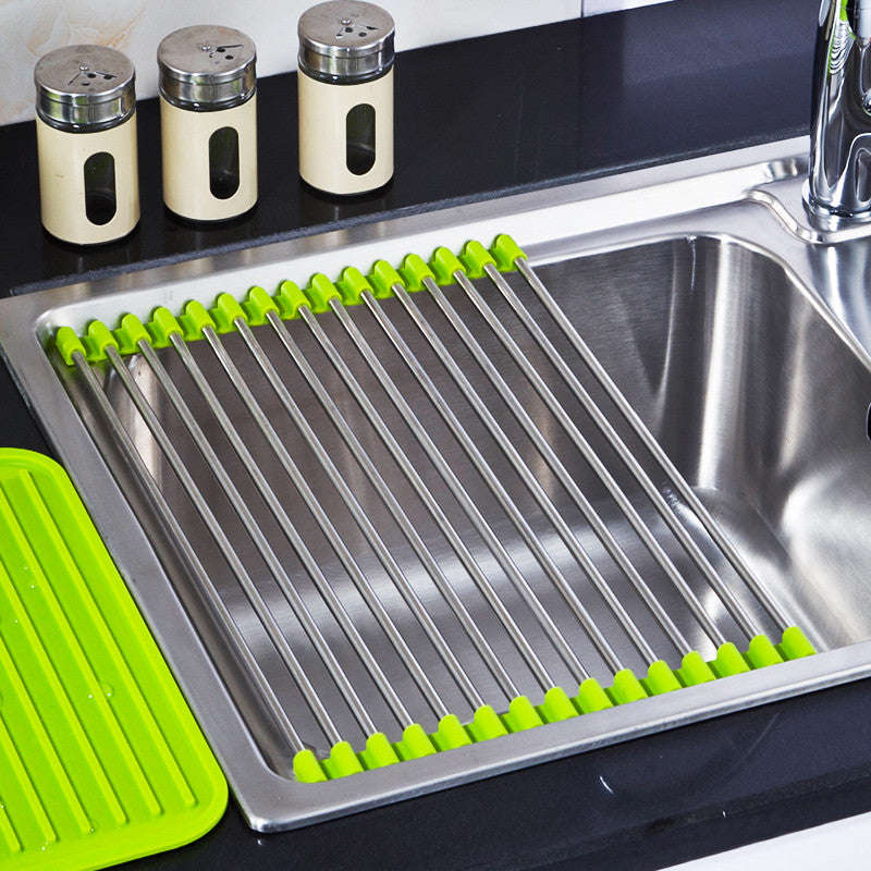 Stainless Steel Folding Drain Rack Dish Drainer