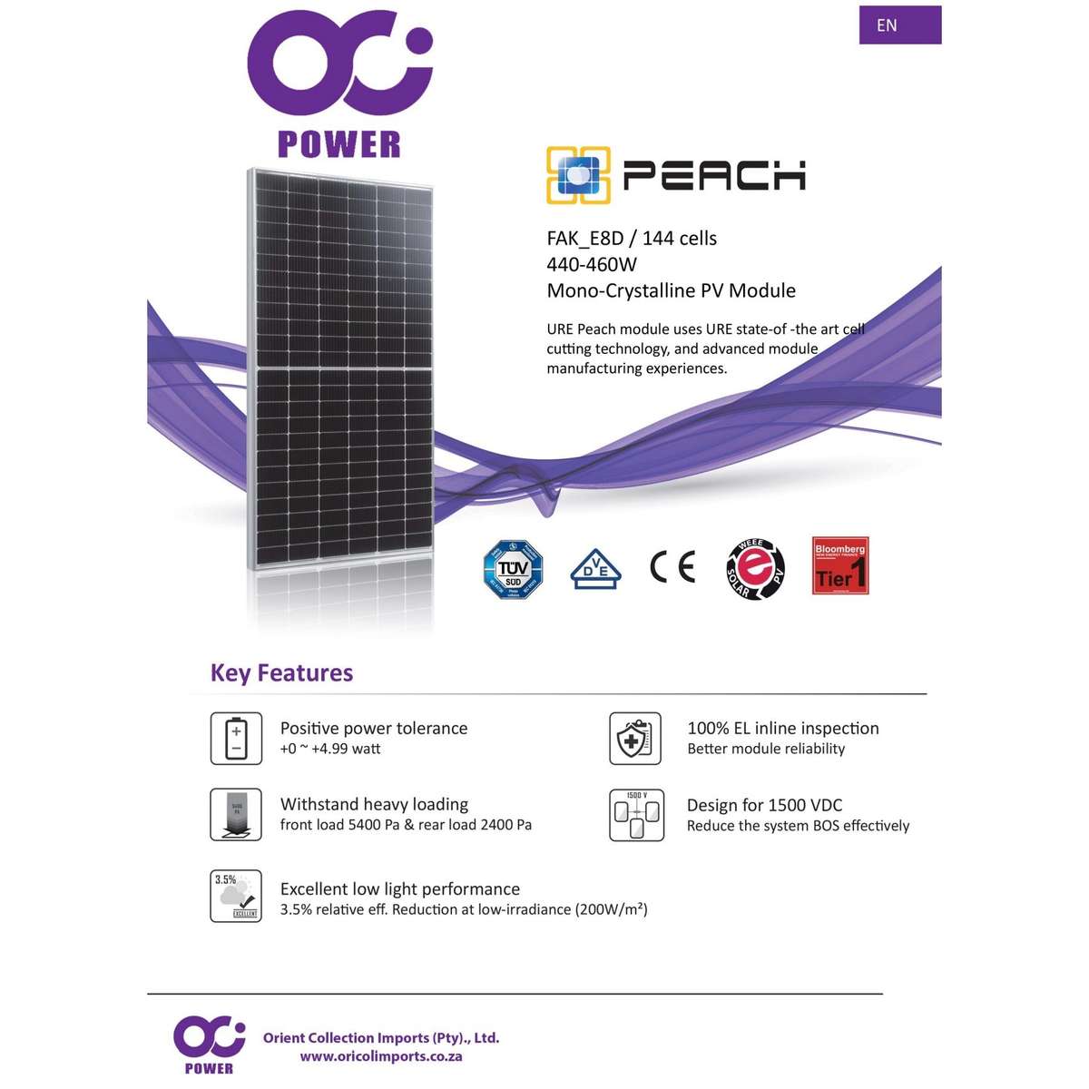 URE | 450W | 6''MONO Solar Panel