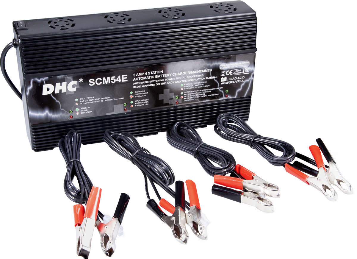 Automotive Battery Bus Charger/Maintainer 4 Station, 5Amp / 12V Smart Car Battery Charger.