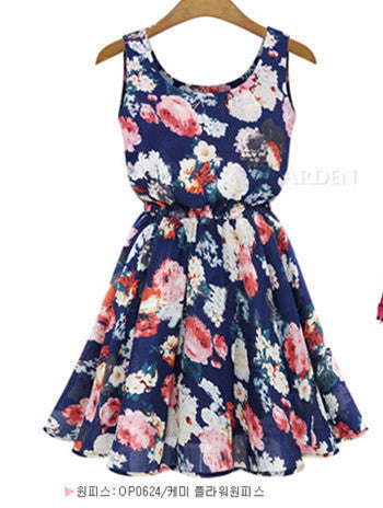 Ladies Dress Print Casual Vintage - As PictureB / M