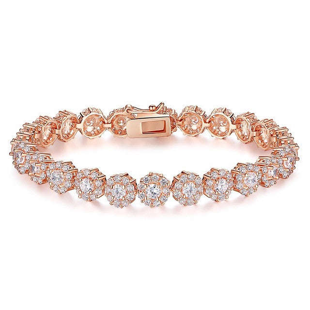 BAMOER 7 Colors  Rose Gold Color Chain Link Bracelet for Women Ladies Shining AAA Cubic ... - JIB012