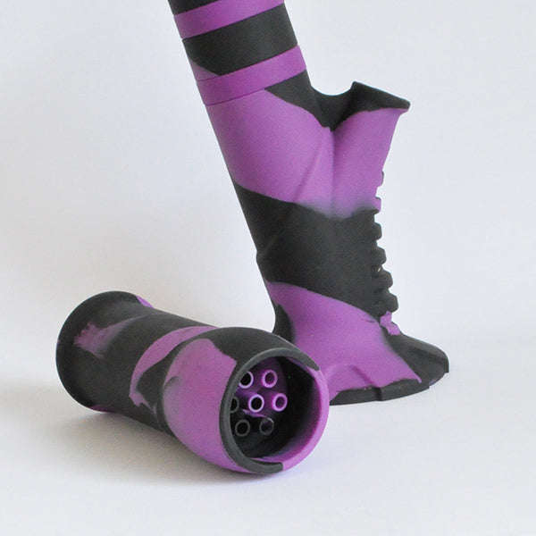 Slanted Silicone Bong - Black/Green/Pink