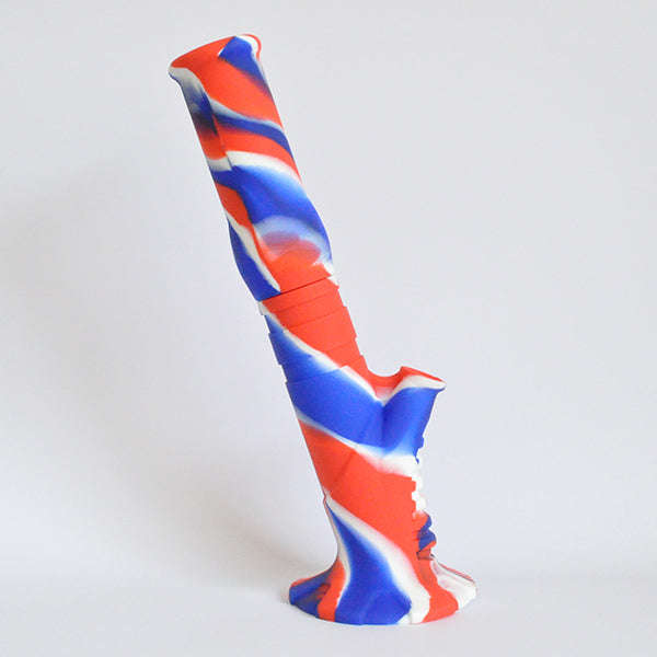 Slanted Silicone Bong - Black/Green/Pink