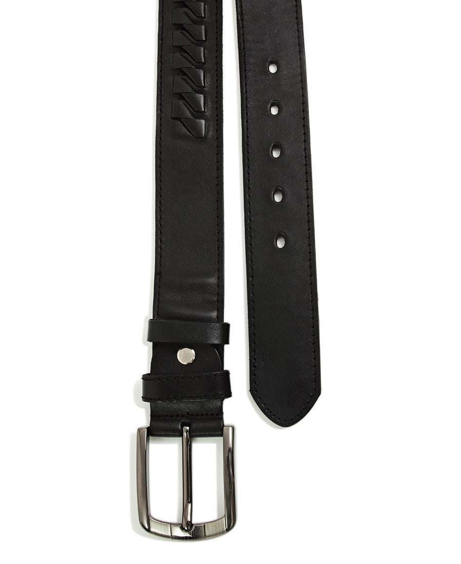 Genuine Leather Belt  - Black - Black / S