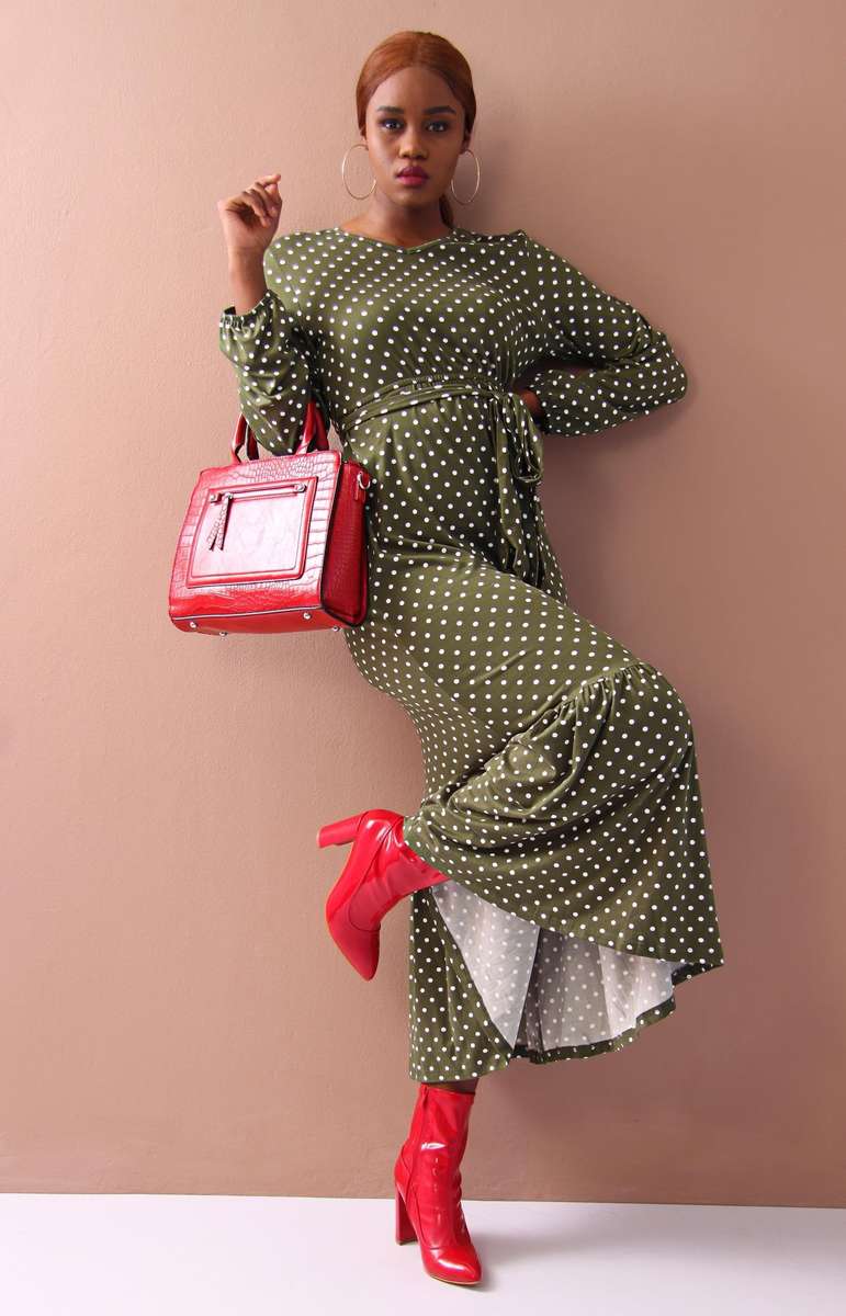 Ladies' Tiered Maxi Dress - Green - Green / 36