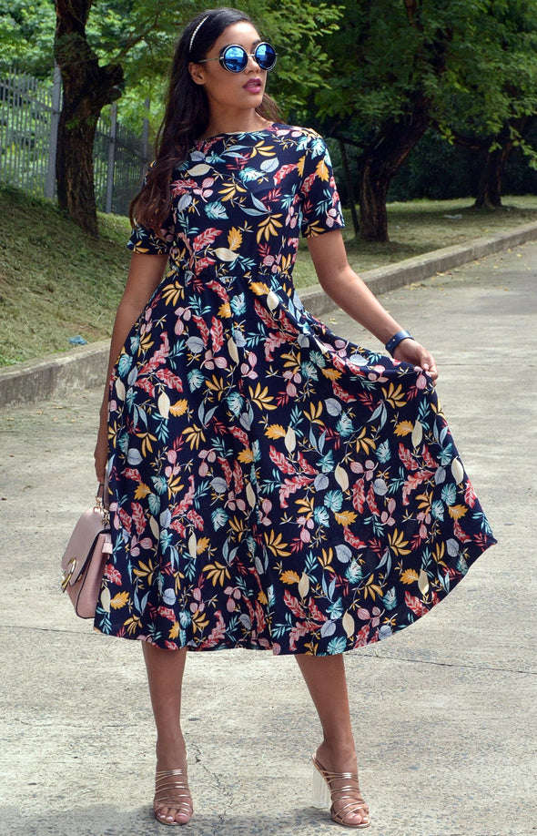 Ladies Printed Pocket Dress
