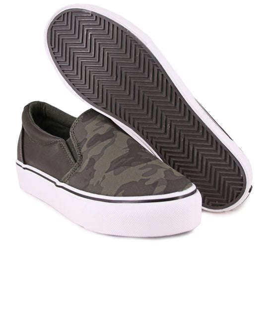 LADIES PLATFORM CAMO SNEAKERS OLIVE TOMTOM