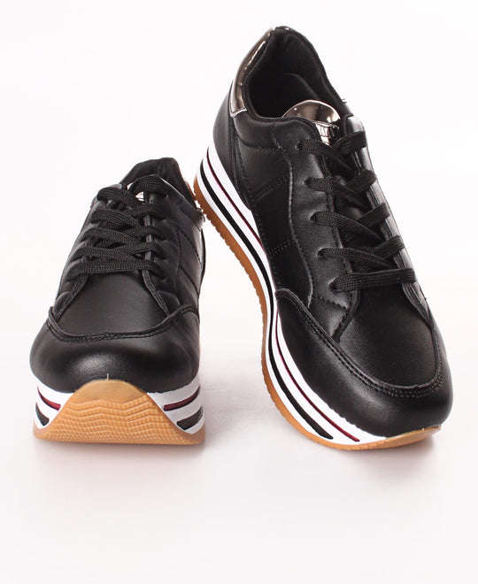 TOMTOM LADIES' ROCK SIDE STITCH SNEAKERS - BLACK