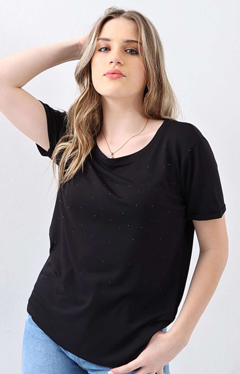Ladies Bling T-Shirt - Black - Black / M