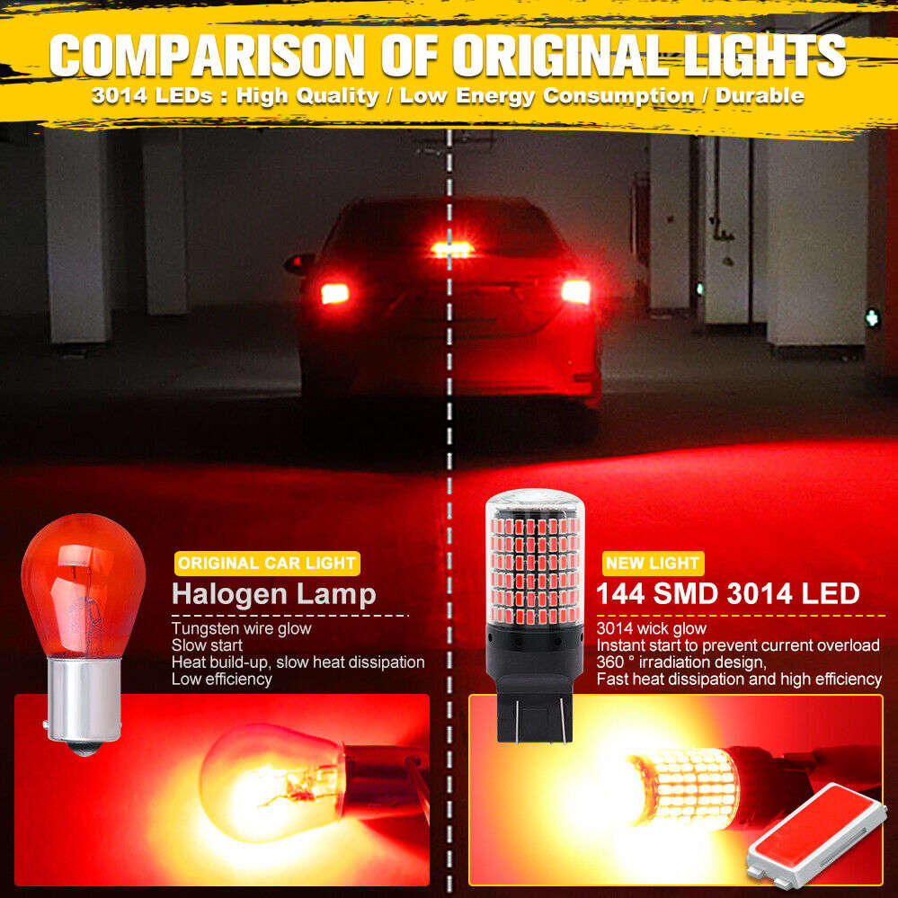 T20 RED LED Brake 7443 3014 144 SMD Canbus