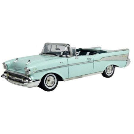 CHEVY BEL AIR ( CONVERTIBLE ) GREEN 1957 1/18, DIECAST CAR, COLLECTABLE CAR.