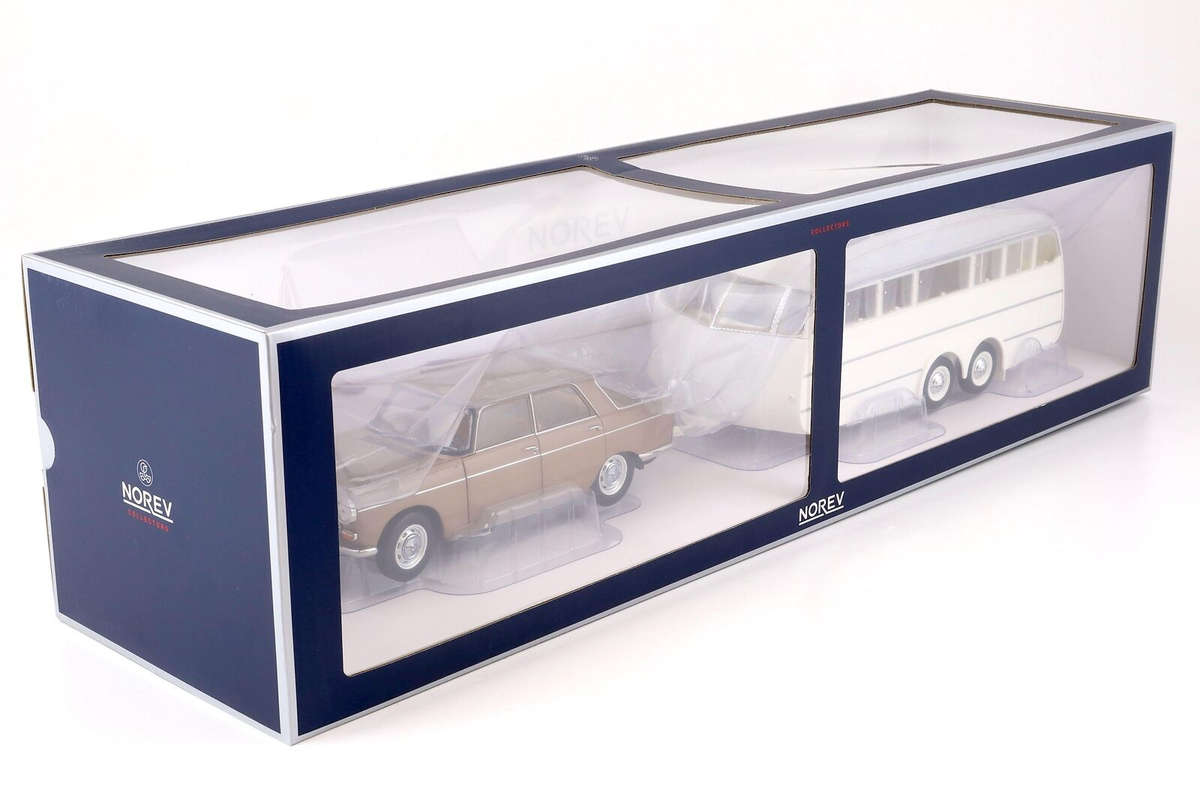 Peugeot 404 1965 Brown metallic with Caravan Hénon 1:18 Norev