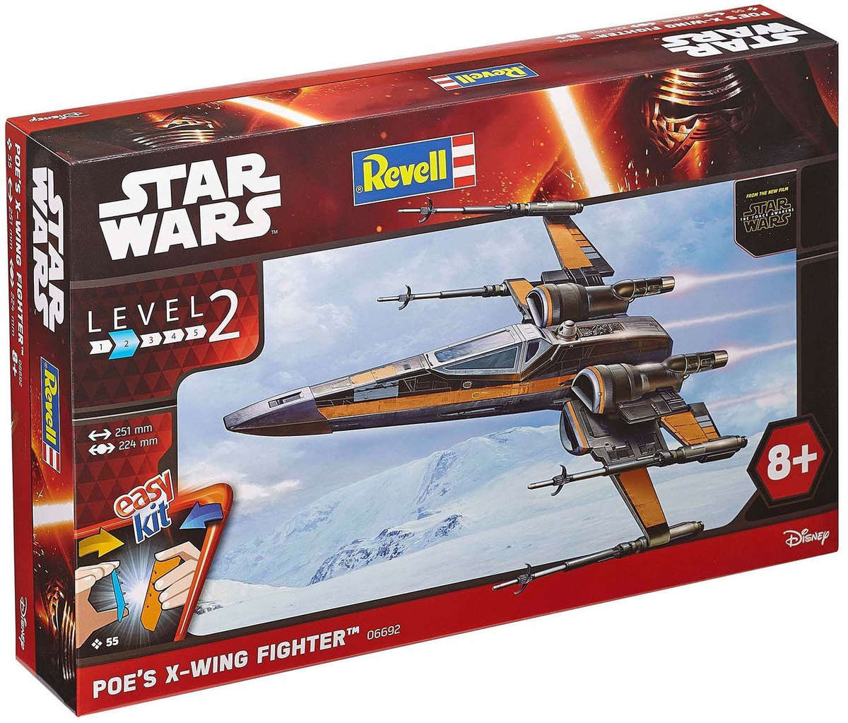 1:78 POE'S X-WING FIGHTER STAR WARS -EASY KIT PLASTIC MODEL KIT, PLASTIC SCALE MODEL KIT