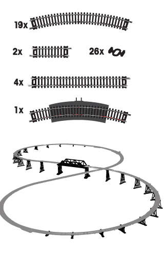Set 4 - 26 Piece Track & Clips HO TRAIN ACC