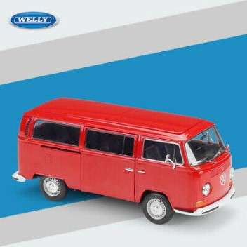 1:36 VW BUS T2 PULLBACK YL/OR/RD/CR ASS COLOURS DIECAST DIECAST