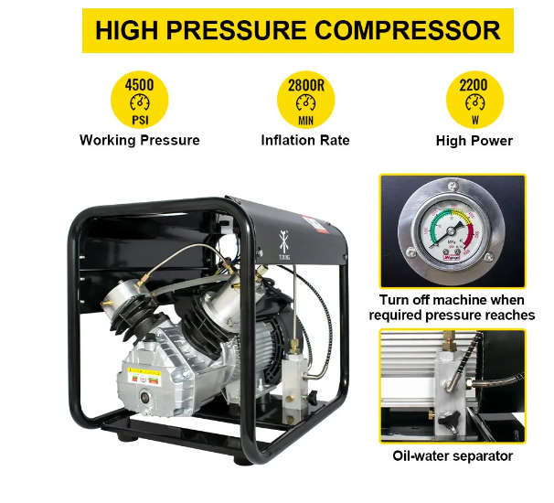PCP Air Compressor 300Bar 4500Psi High Pressure Compressor for Inflator PCP Rifle Airgun Diving S...