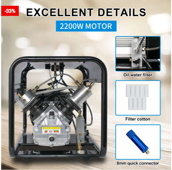 PCP Air Compressor 300Bar 4500Psi High Pressure Compressor for Inflator PCP Rifle Airgun Diving S...