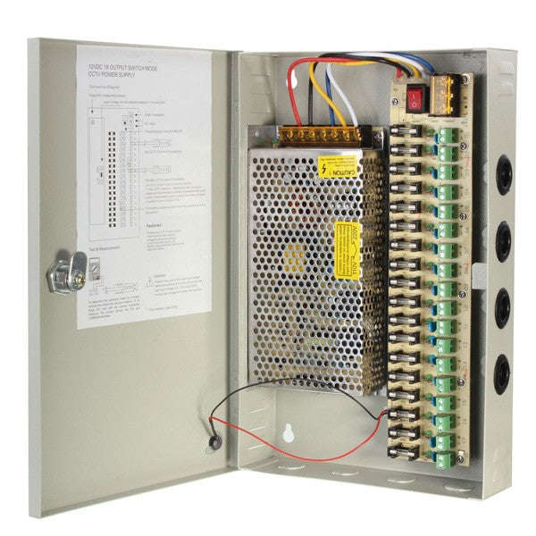 30Amp Power Supply 16 CAMERA 16 CHANNEL 12V DC POWER SUPPLY WITH BOX 30A