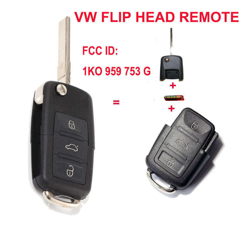 Folding Remote Key Fob Transmitter For VW VOLKSWAGEN SEAT 3 Button