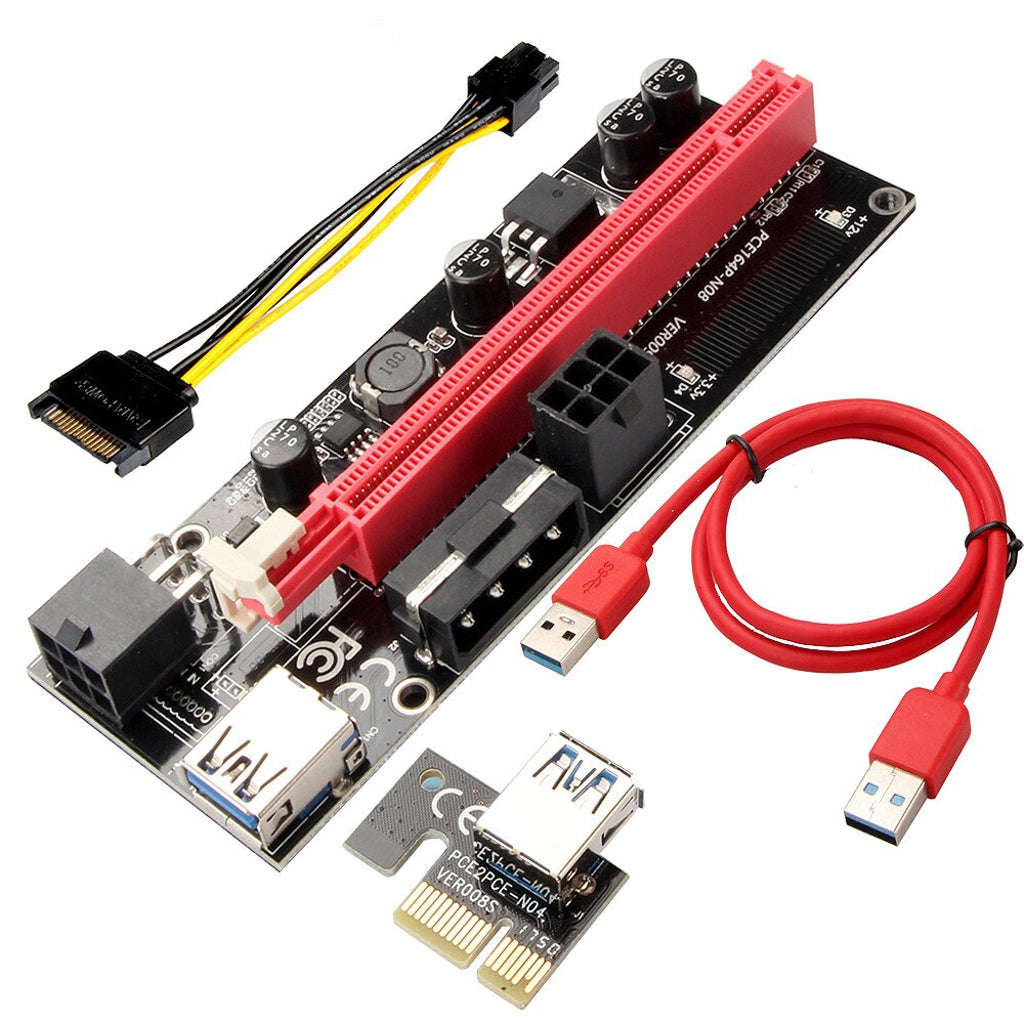 PCIe Riser Card - VER009S V2 12V - 2 x 6PIN + 4PIN