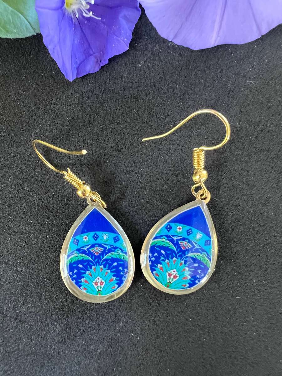 Double Sided Blue Paisley earrings