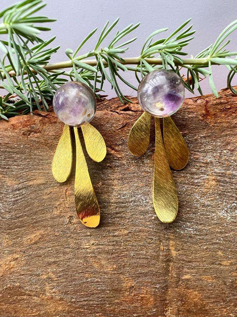 Amethyst and Gold Leaf Resin Jewellery