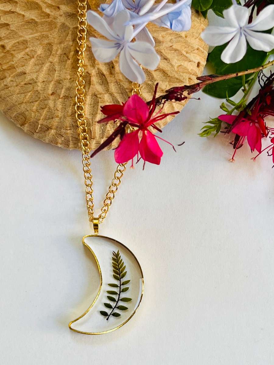 Fynbos Blast Moon Shape Resin Jewellery