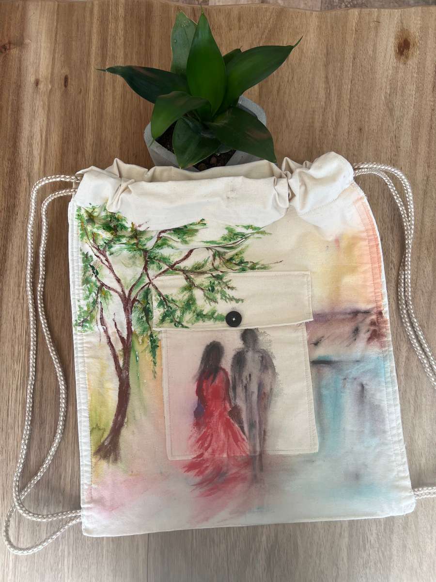Figurative Hand Painted Cotton Bag