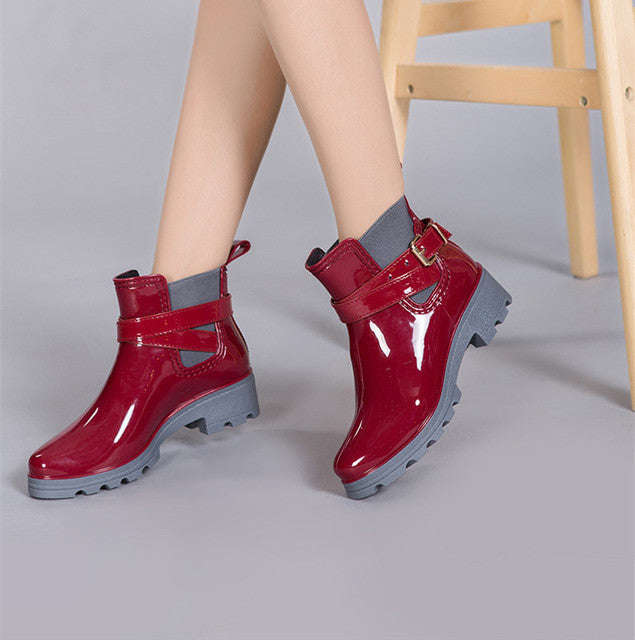 Rubber Shoes Women Rain Boots For Girls Ladies Walking Waterproof Women Boots Winter... - red / 8 /