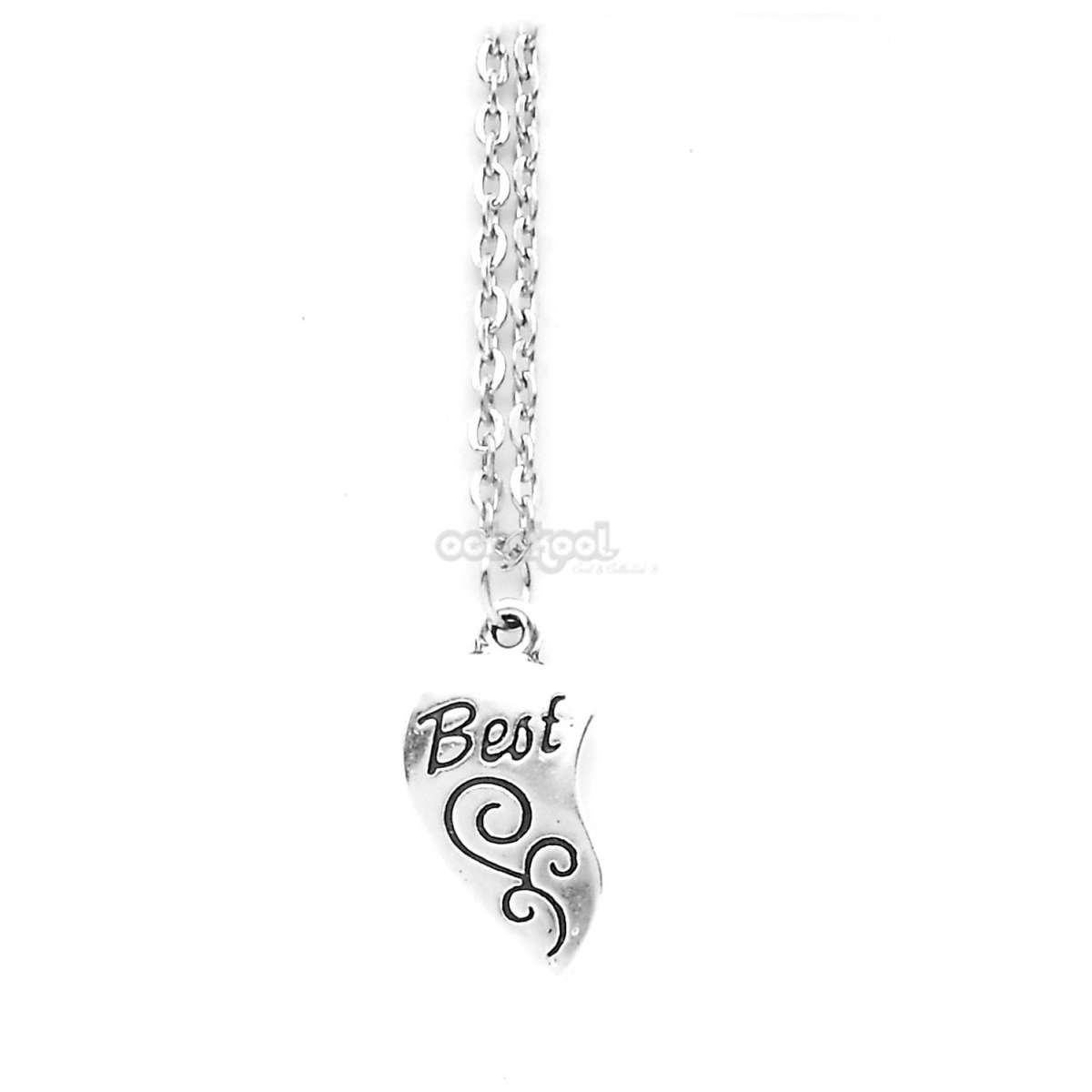 Best Friends / Double Heart Pendant / Silver Alloy Necklace