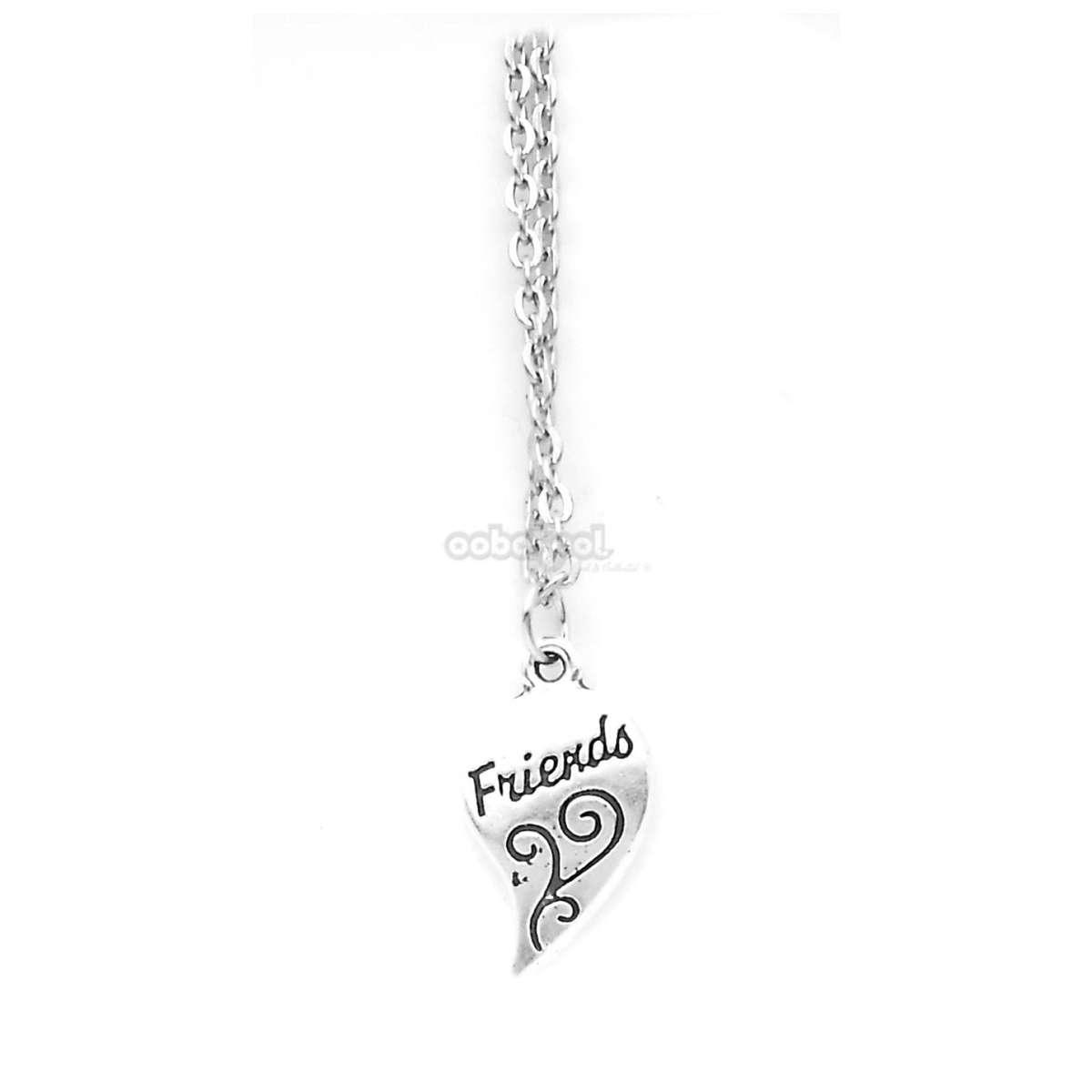 Best Friends / Double Heart Pendant / Silver Alloy Necklace