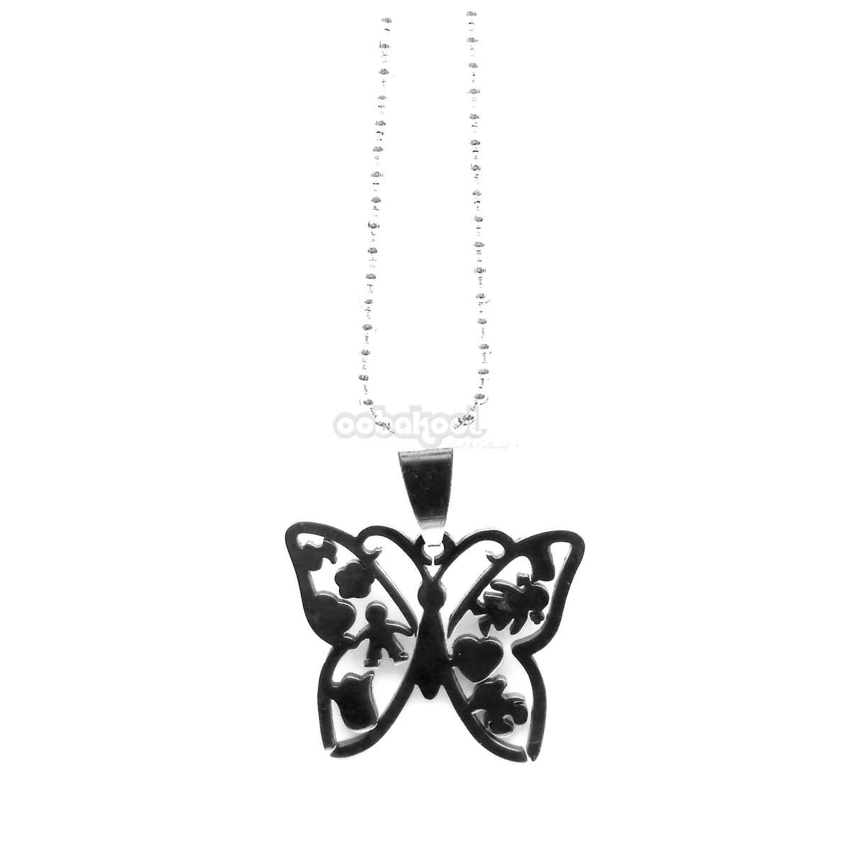 Butterfly / Brushed Stainless Steel Necklace