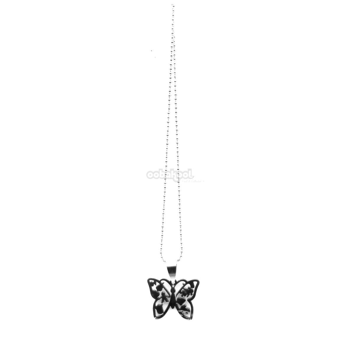 Butterfly / Brushed Stainless Steel Necklace