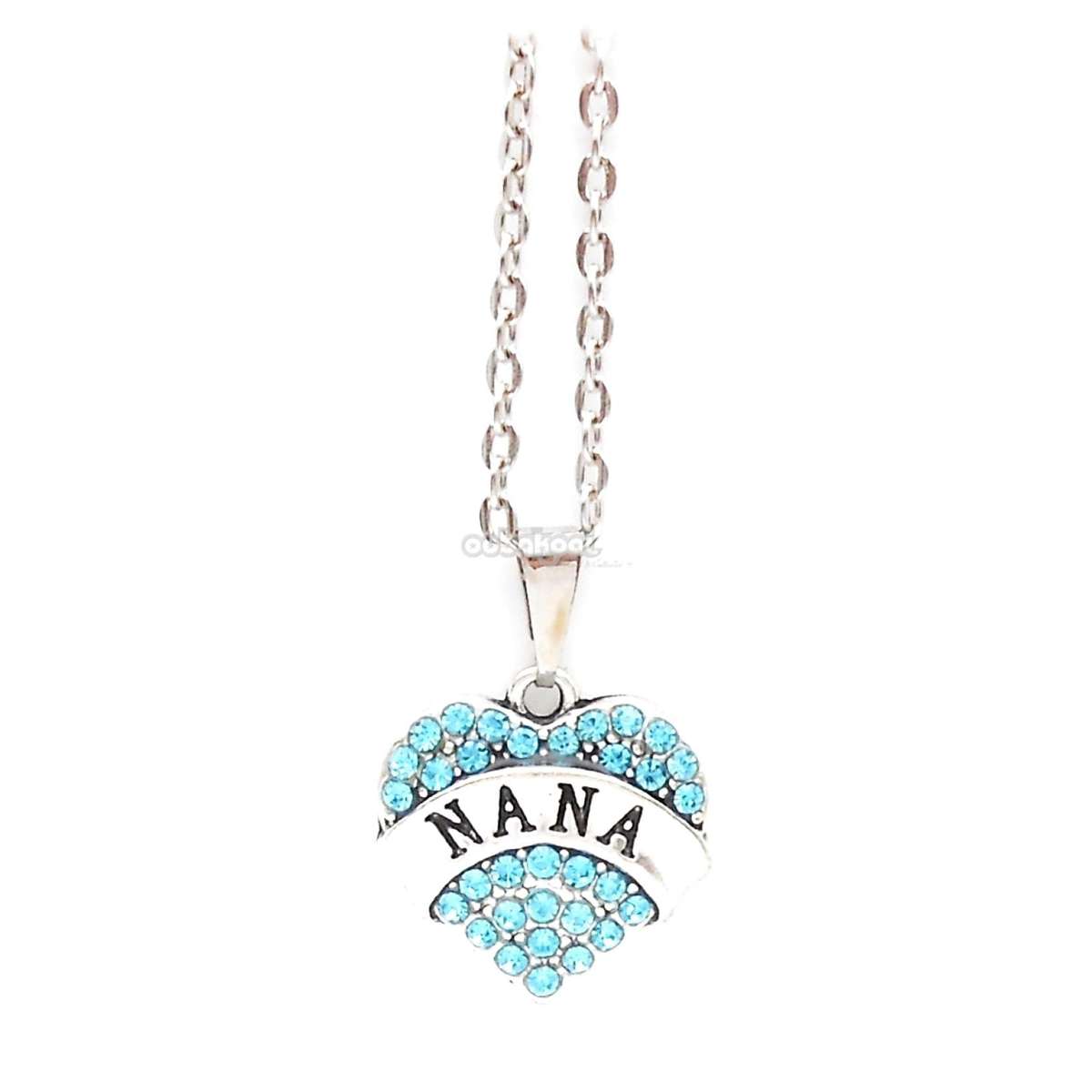 Nana / Heart Diamante Necklace / Various Colours - Turquoise