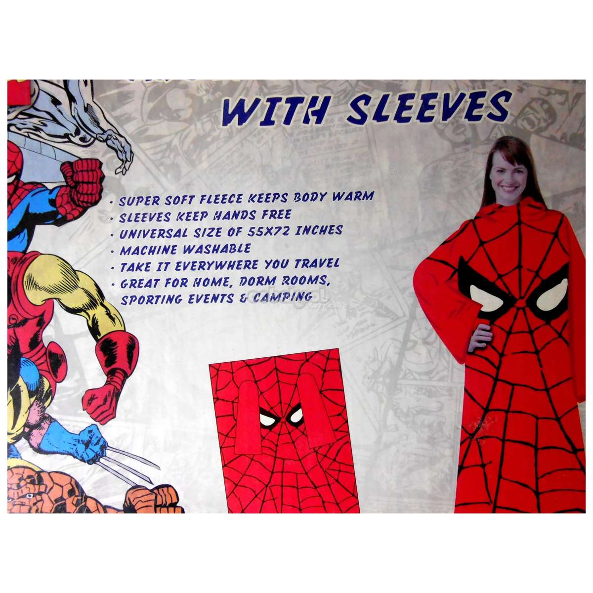 Spider-Man / Throw Blanket with Sleeves / 2010 Marvel Release / NIB