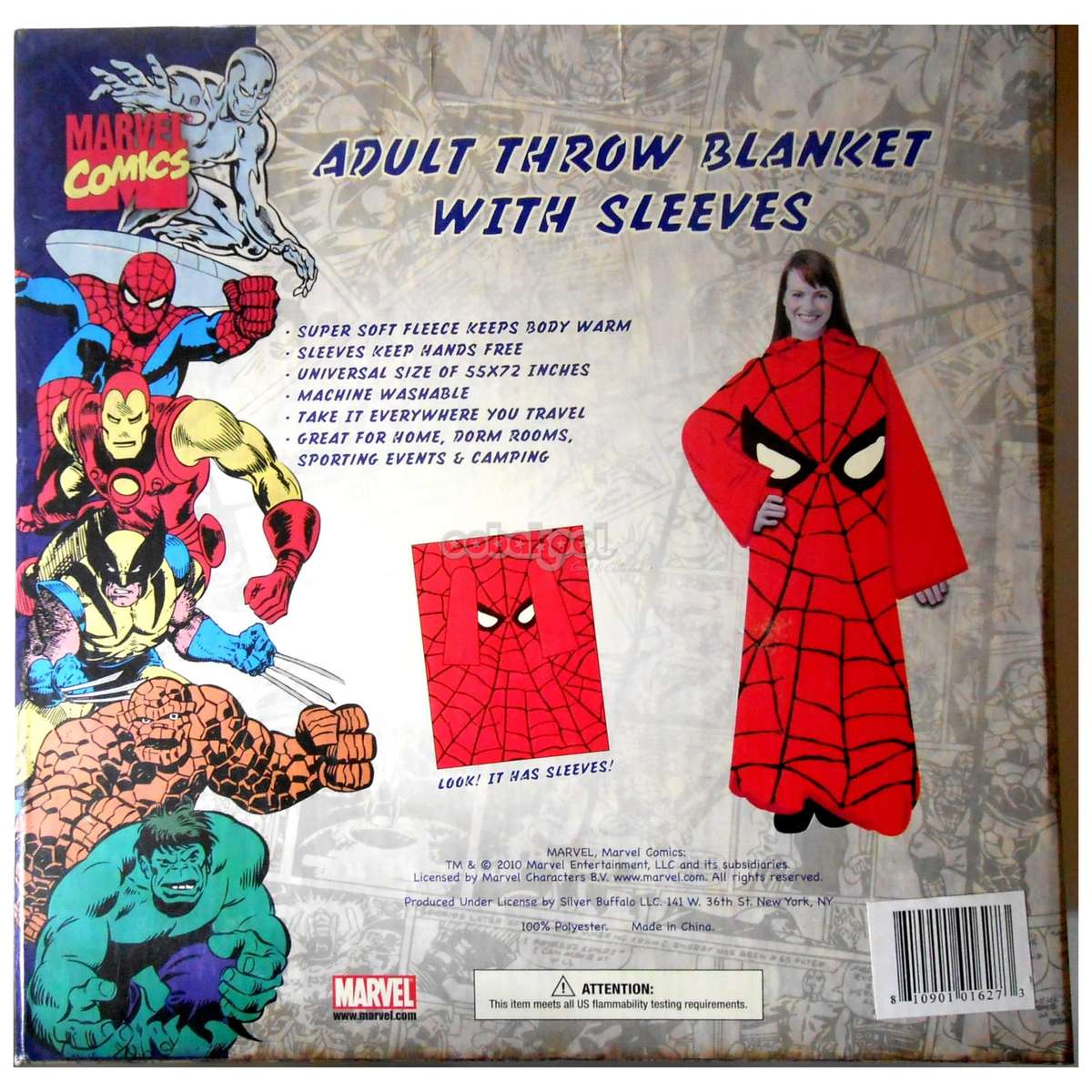 Spider-Man / Throw Blanket with Sleeves / 2010 Marvel Release / NIB