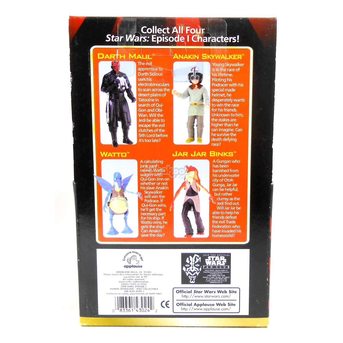 Star Wars / Anakin Skywalker Pod Racing / Episode 1 / 1999 Applause 12 Inch Figure / NIB