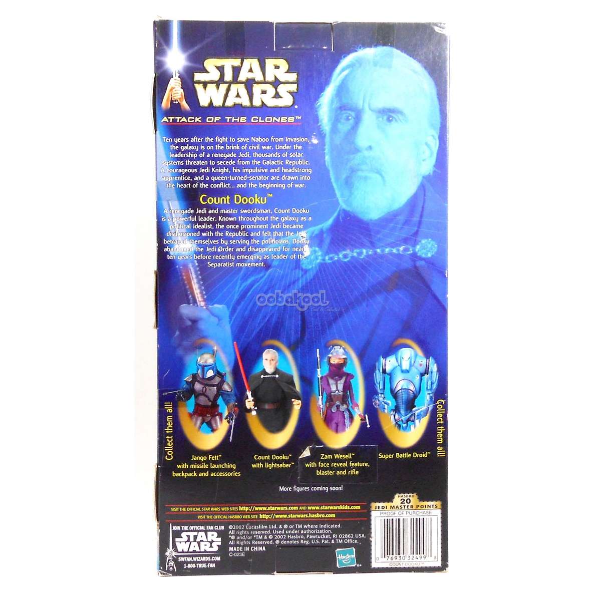 Star Wars / Count Dooku / Attack Of The Clones Collection / 2002 Hasbro 12" Figure / NIB