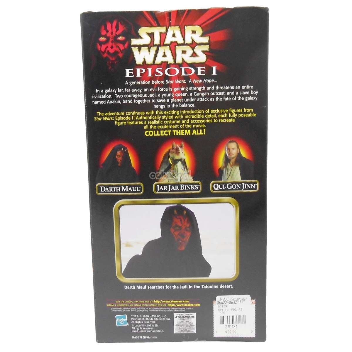 Star Wars / Darth Maul / Episode 1 Collection / 1998 Hasbro 12 Inch Poseable Figure / NIB