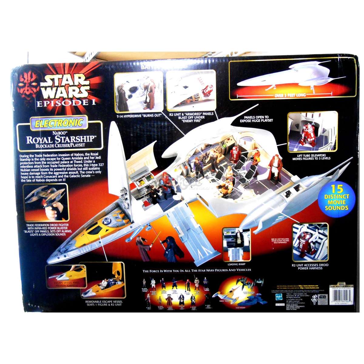 Star Wars / Naboo Royal Starship / Episode 1 / 1999 Hasbro XL Electronic Vehicle / < 3 Feet Long