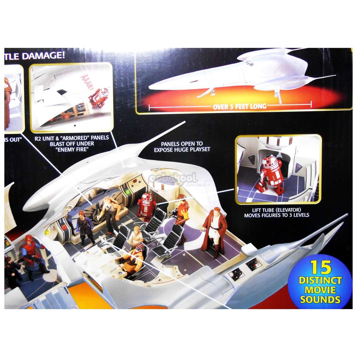 Star Wars / Naboo Royal Starship / Episode 1 / 1999 Hasbro XL Electronic Vehicle / < 3 Feet Long