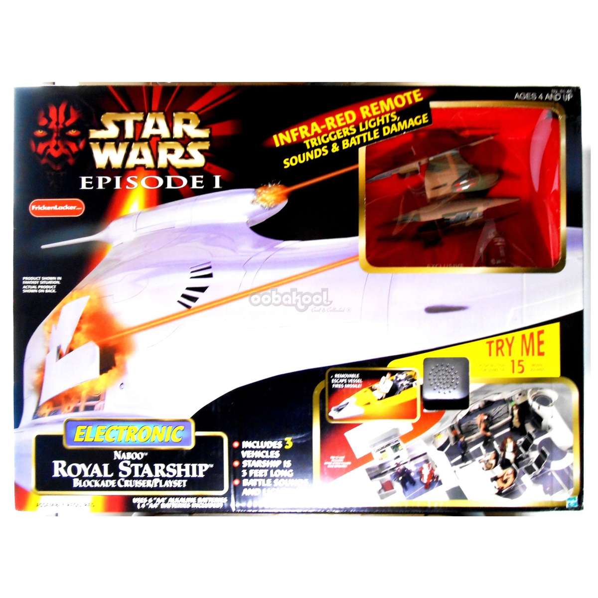 Star Wars / Naboo Royal Starship / Episode 1 / 1999 Hasbro XL Electronic Vehicle / < 3 Feet Long